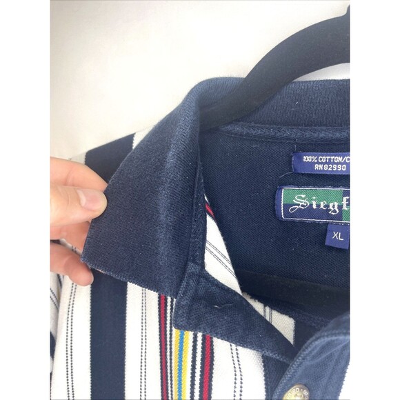 Vintage Siegfried Polo Shirt Men’s Size XL Multicolor Striped Short Sleeve Retro - Picture 4 of 9